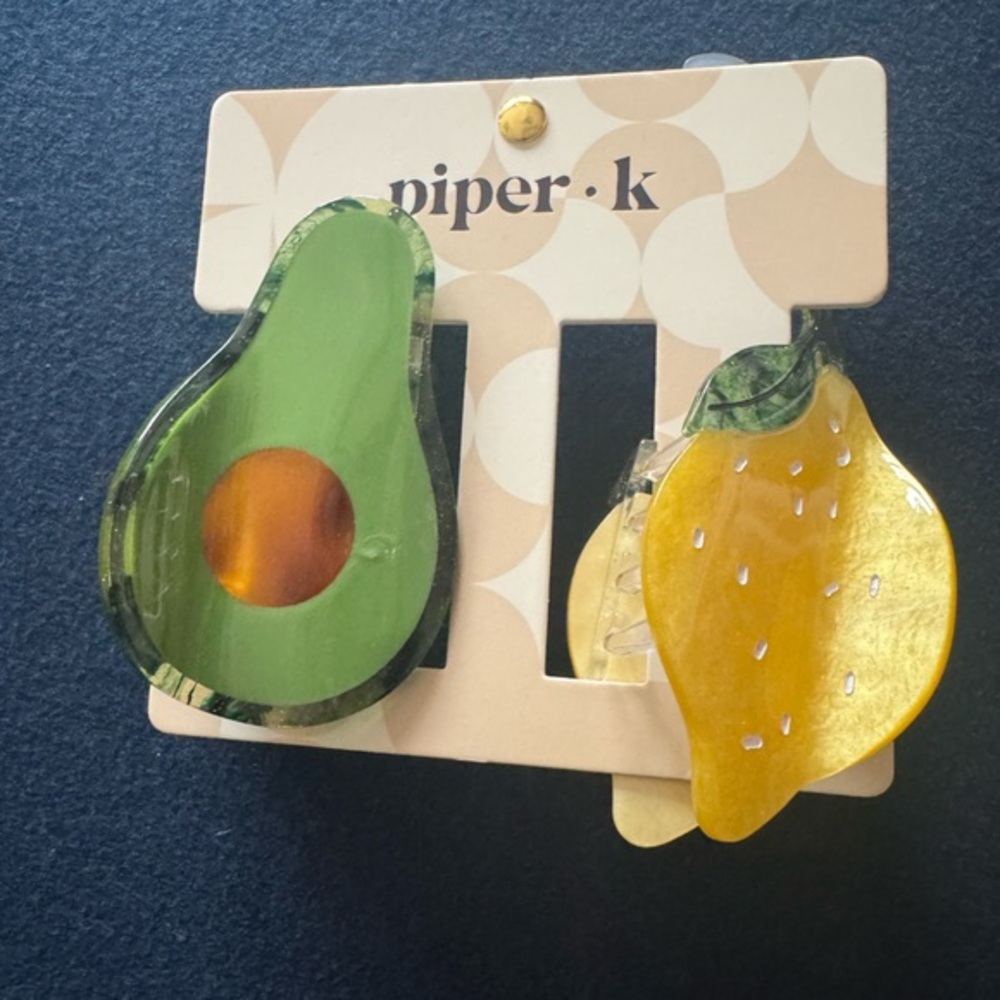 Piper K Avocado 🥑 and Lemon 🍋 Hair Clips - fun for all ages-add a pop of color!